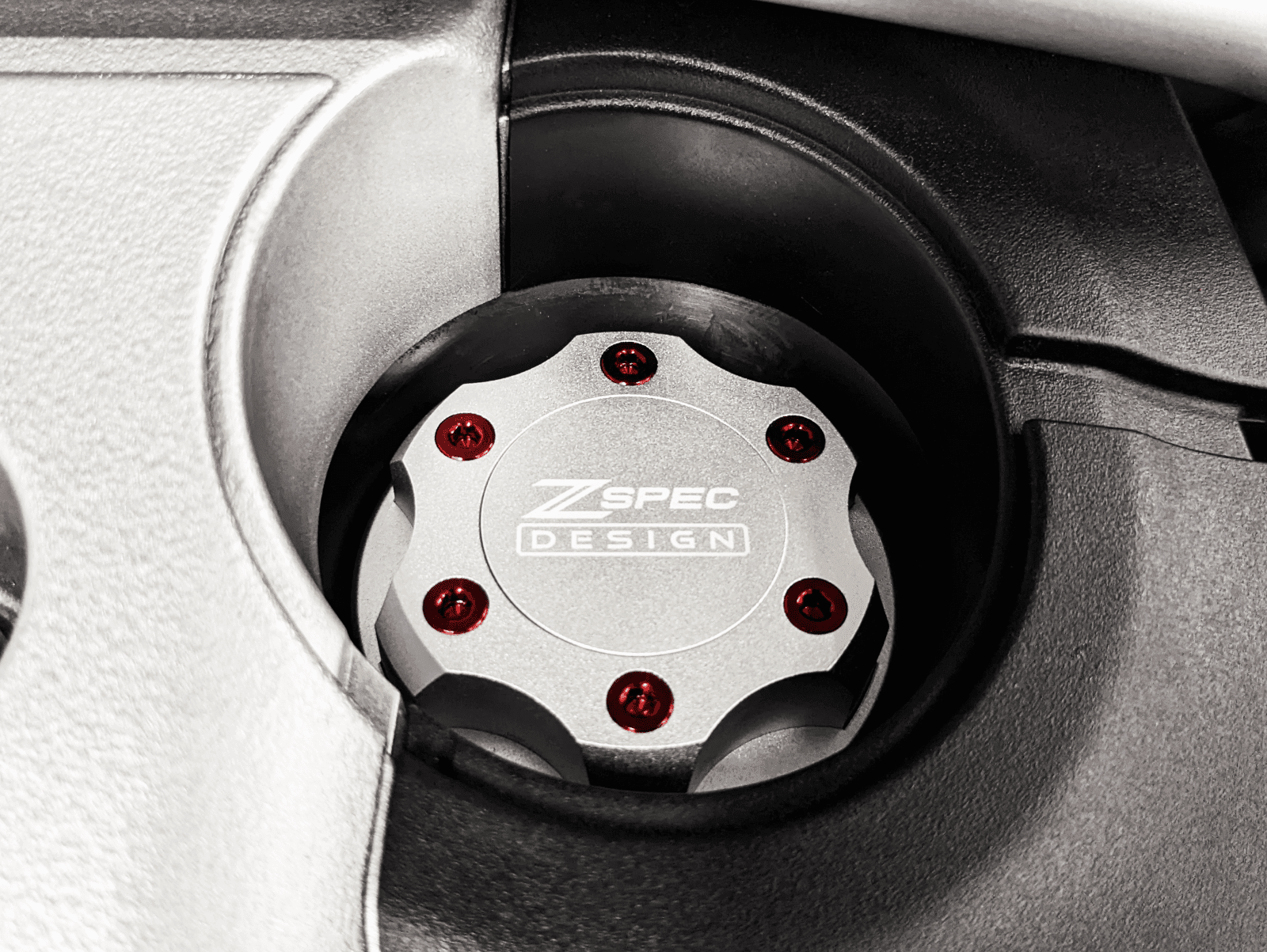 ZSPEC Billet Oil Filler Cap - Silver w/ Titanium Accents, Engine Bay Dress Up Nissan Datsun Z ZX 300zx 350z 370z Frontier RZ34 Titan VQ35/37/38/40 VR30/38 RB20/26/26/30 VK56 VG30 & Datsun L-Series L24/26/28