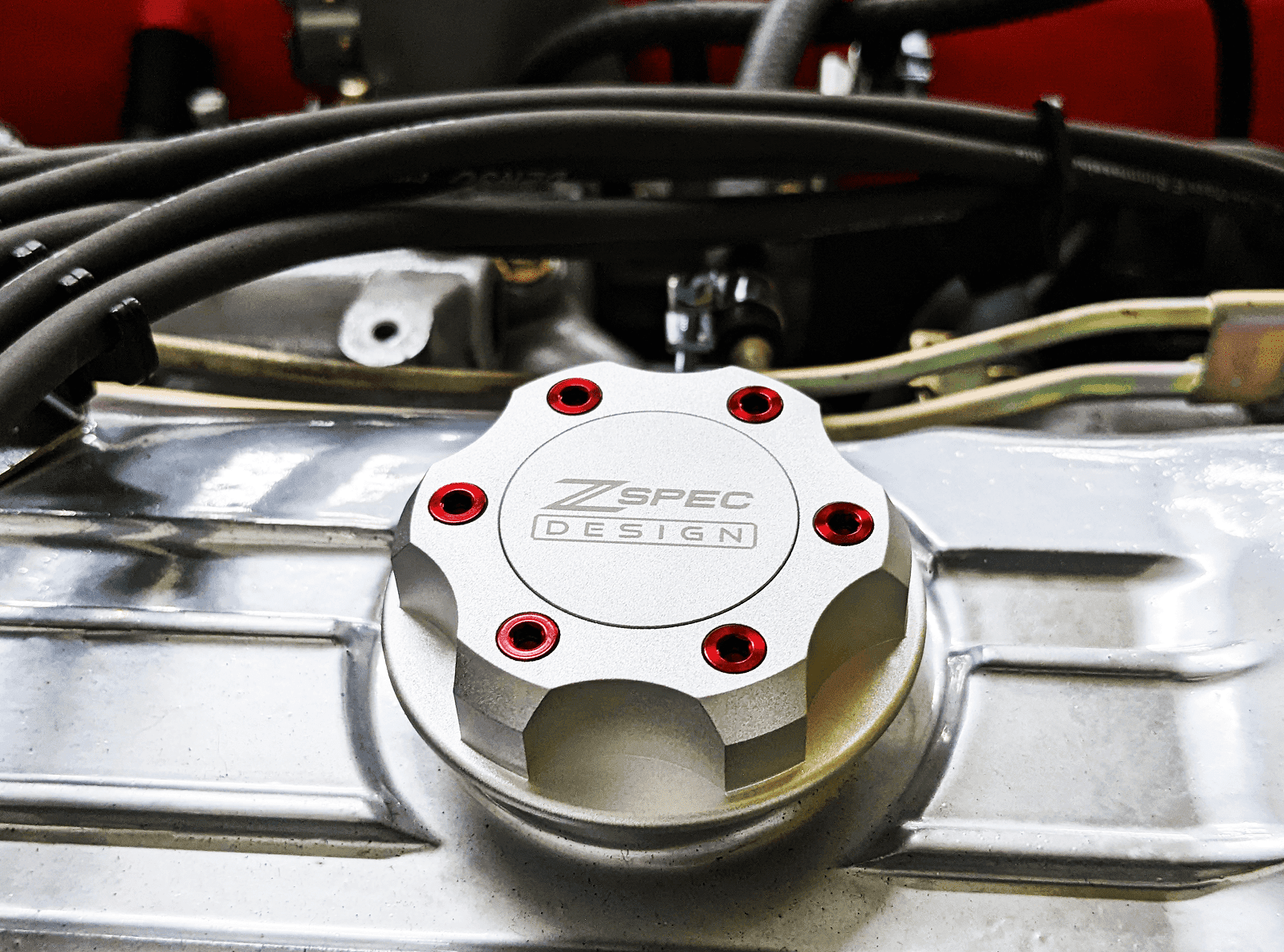 ZSPEC Billet Oil Filler Cap - Silver w/ Titanium Accents, Engine Bay Dress Up Nissan Datsun Z ZX 300zx 350z 370z Frontier RZ34 Titan VQ35/37/38/40 VR30/38 RB20/26/26/30 VK56 VG30 & Datsun L-Series L24/26/28