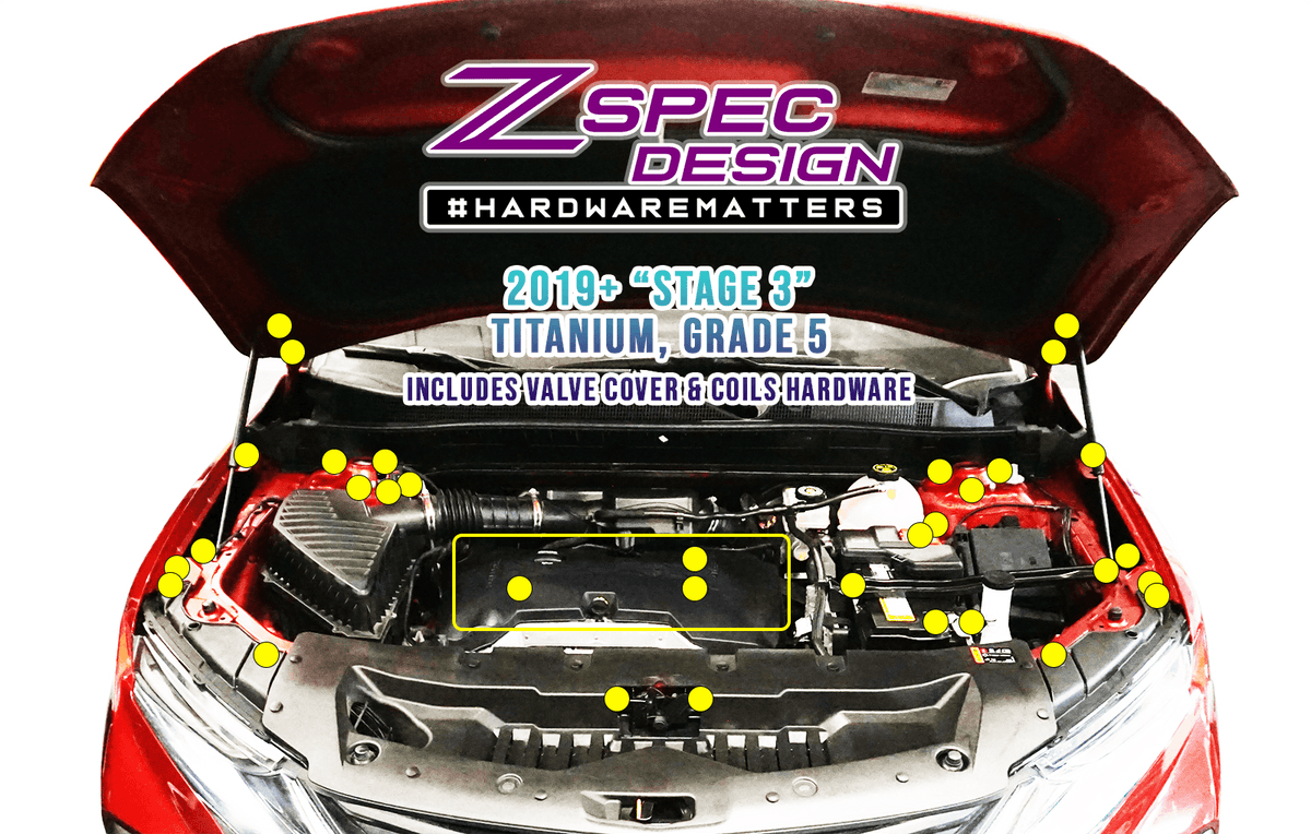 ZSPEC "Stage 3" Dress Up Bolts® Fastener Kit for '19+ Chevy Blazer C1, Grade-5 Titanium Hardware Fasteners ZSPEC Design LLC.
