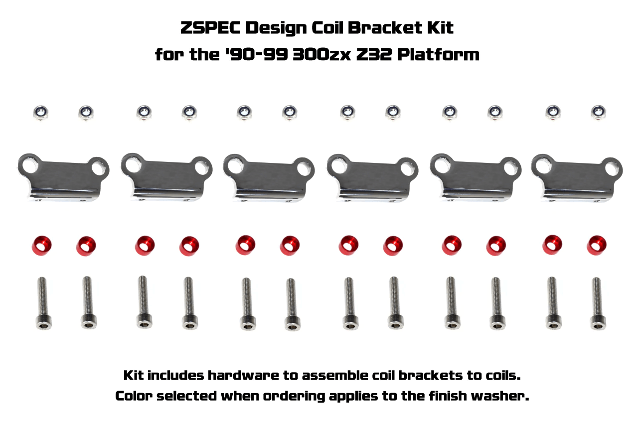 ZSPEC Coil Bracket Kit for Nissan Z32 300zx '90-96, Polished Stainless Engine Bay Dress-Up Ignition Coil Intake Plenum Brackets Nismo VG30DE VG30DETT