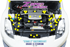 ZSPEC "Stage 2" Dress Up Bolts®/Fastener Kit for '09+ Nissan 350z DE & HR, Titanium  Upgrade Performance Engine Bay Dress Up Bolts Titanium VQ VH VQ35HR 3.7L Fairlady Z Auto Vehicle Car Show Accessory