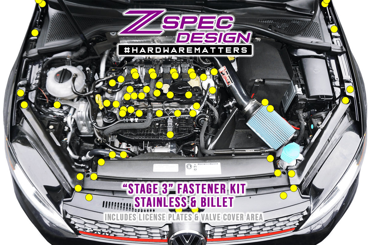 ZSPEC Dress-Up Fastener Kit for '15+ VW Golf GTI 2.0L MK7 Dress Up Bolt Stainless Steel SUS304 Billet Socket Cap Head FHSC SHSC Hardware