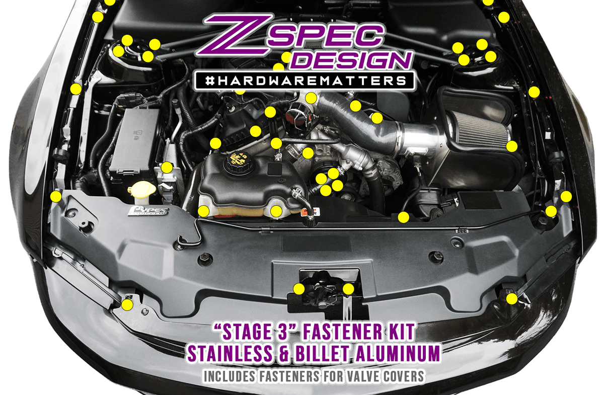 ZSPEC Dress-Up Fastener Kit for '05-14 Ford Mustang 3.7L S197 Dress Up Bolt Stainless Steel SUS304 Silver BlackSocket Cap Head FHSC SHSC Hardware