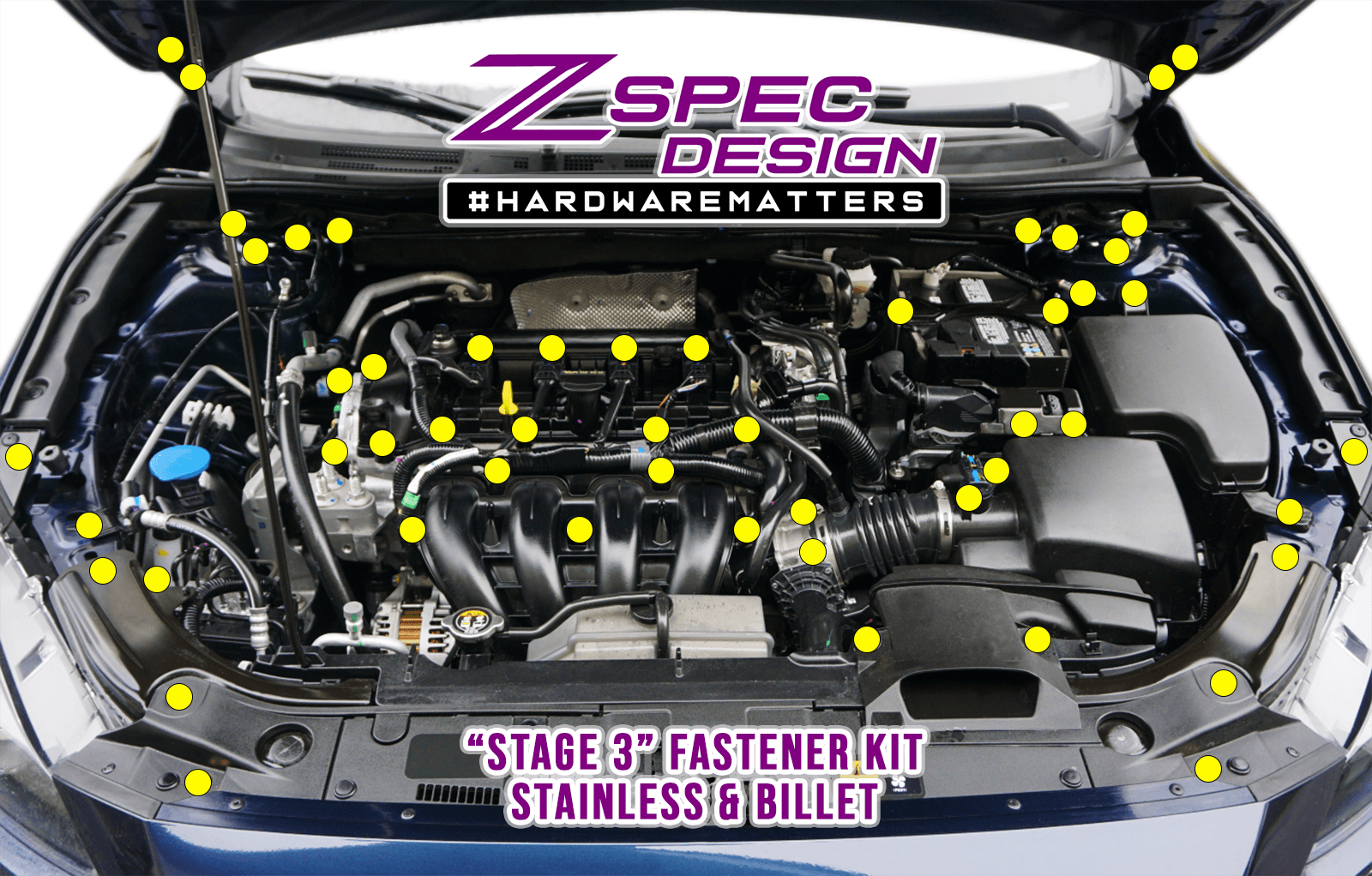 ZSPEC Dress-Up Fastener Kit for '14-17 Mazda3 2.0L Dress Up Bolt Stainless Steel SUS304 Socket Cap Head FHSC SHSC Hardware Red Gold Black Blue Neochrome Gunmetal Silver