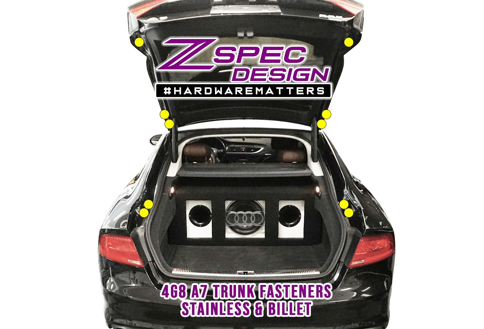 ZSPEC Dress Up Bolts® Trunk Fastener Kit for '12-18 Audi A7 4G8 3.0L, Stainless & Billet - ZSPEC Design LLC - Hardware Fasteners - 4g8, a7, a7 4g8, audi, Fastener Kit - zspecdesign.com
