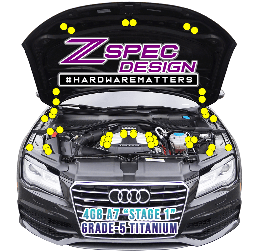 ZSPEC "Stage 1" Dress Up Bolts® Fastener Kit for '12-18 Audi A7 4G8 3.0L, Titanium - ZSPEC Design LLC - Hardware Fasteners - 4g8, a7, a7 4g8, audi, Fastener Kit, stage 1 - zspecdesign.com