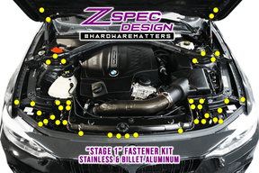ZSPEC "Stage 1" Dress Up Bolts® Fastener Kit for '14-19 BMW 435i F32 3.0T, Stainless & Billet