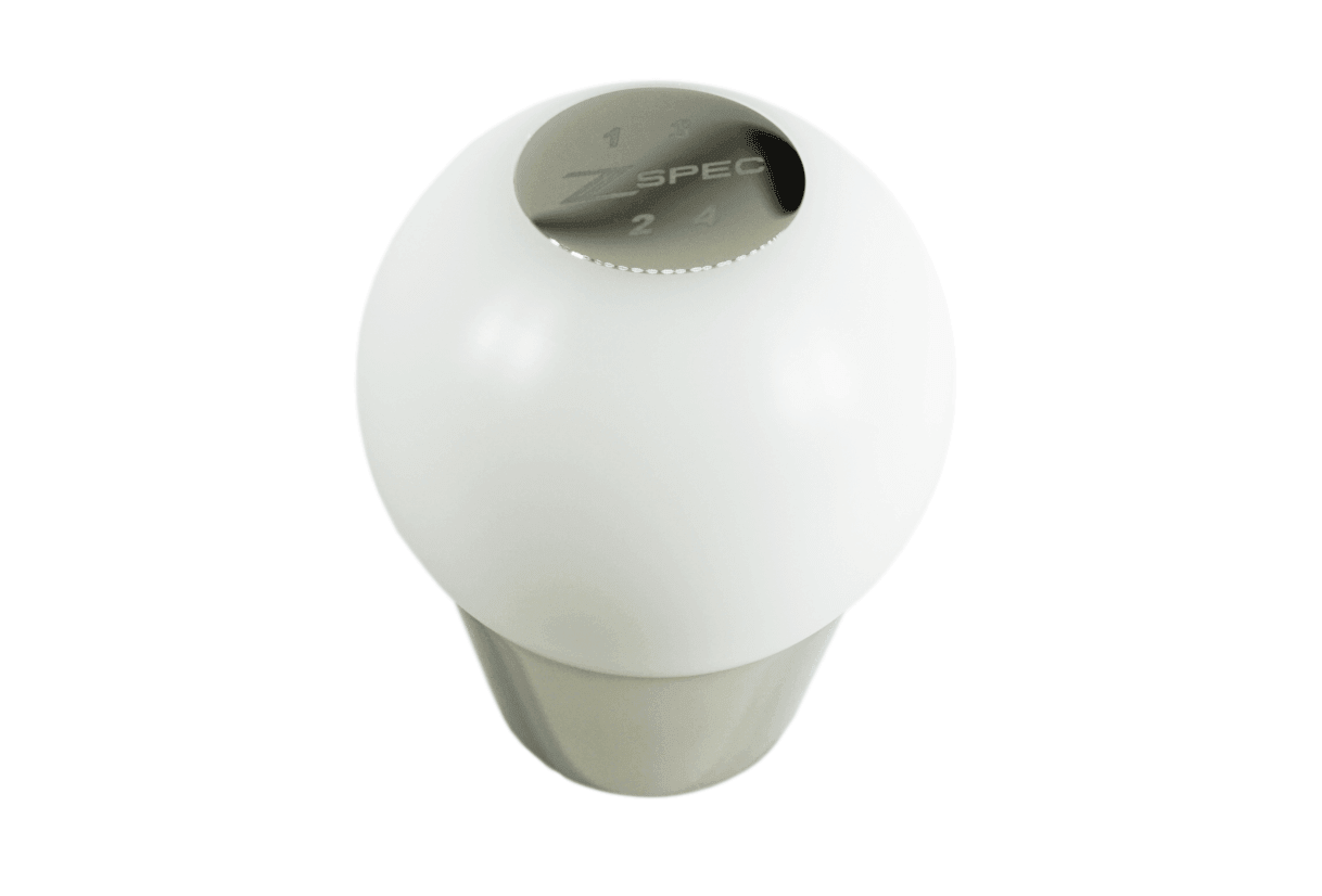 ZSPEC Round Shift Knob, M10-1.25, Delrin & Stainless, 4-Speed Shift Pattern Coin Metric Shift Knob Ball Custom Datsun