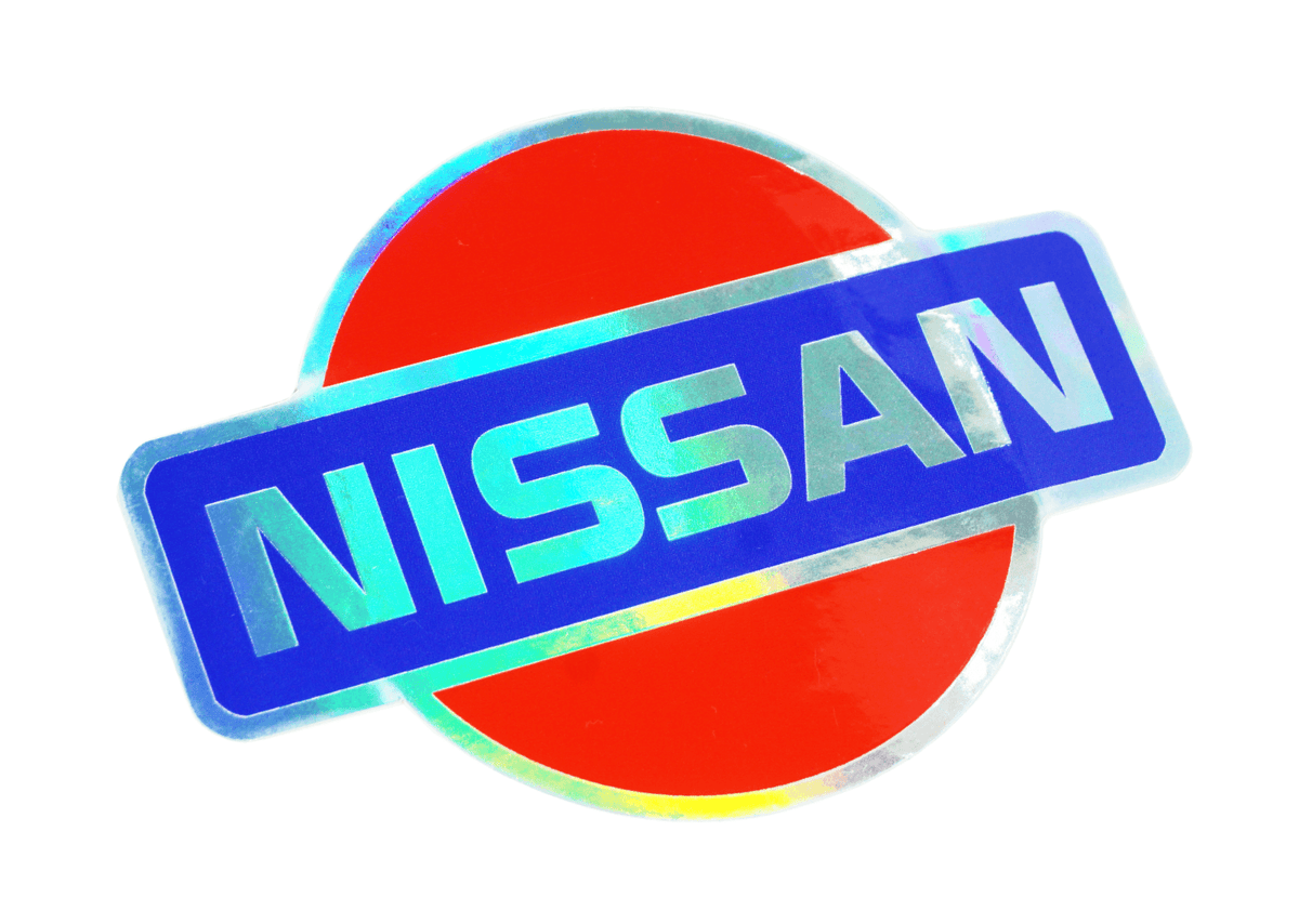 Holographic Vinyl Nissan-style Sticker Decal, 4" x 2.8" Nissan NISMO 350z 370z 300zx 240sx frontier titan sentra versa