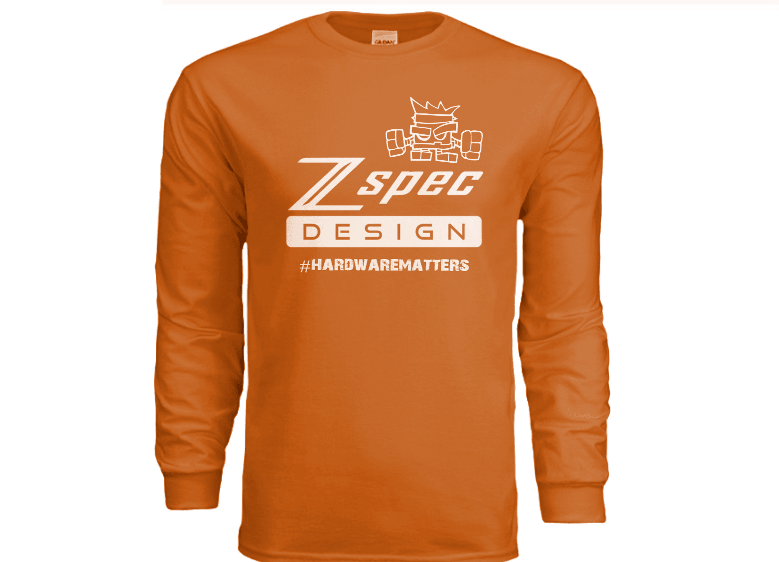 ZSPEC Long-Sleeve Cotton Burnt T-Shirt, Orange