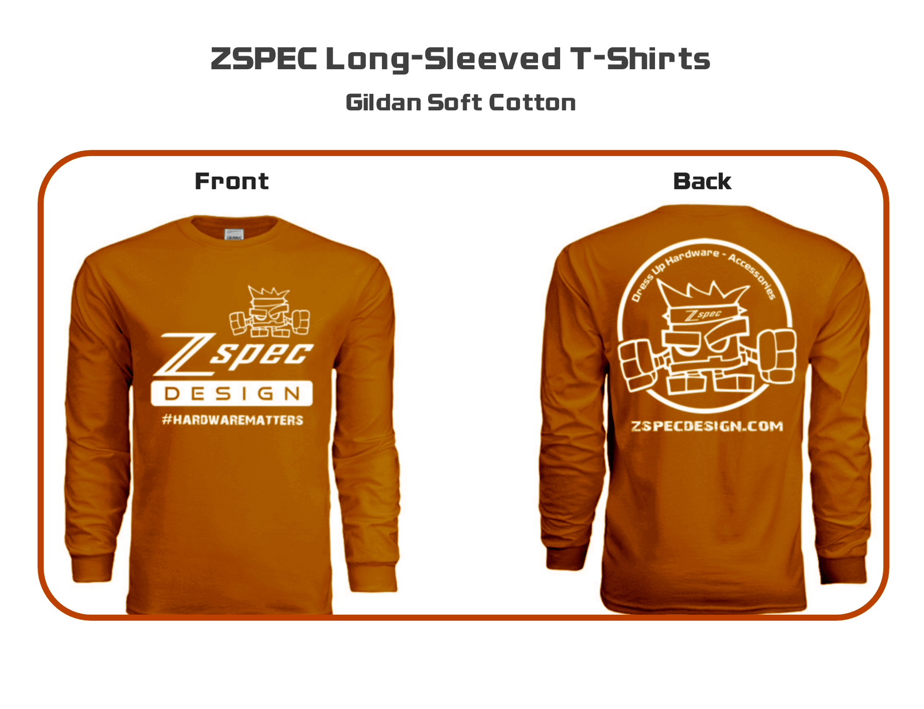 ZSPEC Long-Sleeve Cotton Orange T-Shirt, Burnt