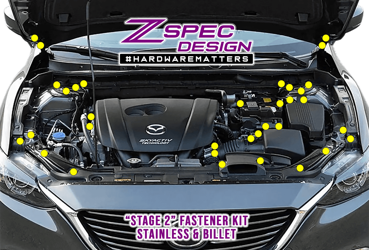 ZSPEC Dress-Up Fastener Kit for '14-20 Mazda6 2.5L Dress Up Bolt Stainless Steel SUS304 Socket Cap Head FHSC SHSC Hardware Red Gold Black Blue Neochrome Gunmetal Silver