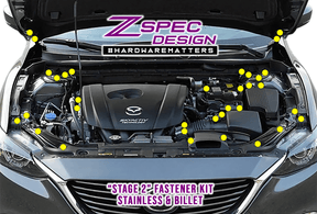 ZSPEC Dress-Up Fastener Kit for '14-20 Mazda6 2.5L Dress Up Bolt Stainless Steel SUS304 Socket Cap Head FHSC SHSC Hardware Red Gold Black Blue Neochrome Gunmetal Silver