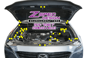 ZSPEC "Stage 1" Dress Up Bolts® Fastener Kit for '16-23 Mazda CX-9, Stainless & Billet Hardware Fasteners ZSPEC Design LLC.