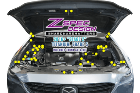 ZSPEC "Stage 1" Dress Up Bolts® Fastener Kit for '16-23 Mazda CX-9, Titanium Hardware Fasteners ZSPEC Design LLC.