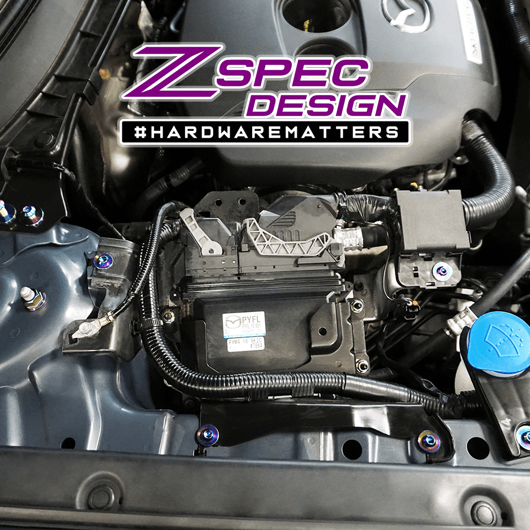 ZSPEC "Stage 1" Dress Up Bolts® Fastener Kit for '17-23 Mazda CX-5, Titanium - ZSPEC Design LLC - Hardware Fasteners - cx-9, Fastener Kit, mazda, stage 1 - zspecdesign.com