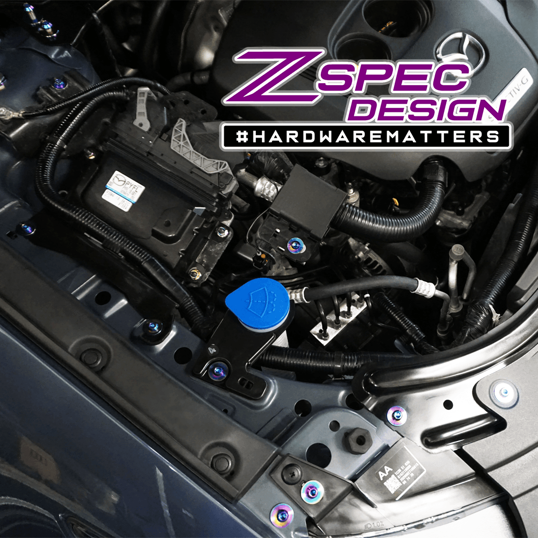 ZSPEC "Stage 1" Dress Up Bolts® Fastener Kit for '17-23 Mazda CX-5, Titanium - ZSPEC Design LLC - Hardware Fasteners - cx-9, Fastener Kit, mazda, stage 1 - zspecdesign.com