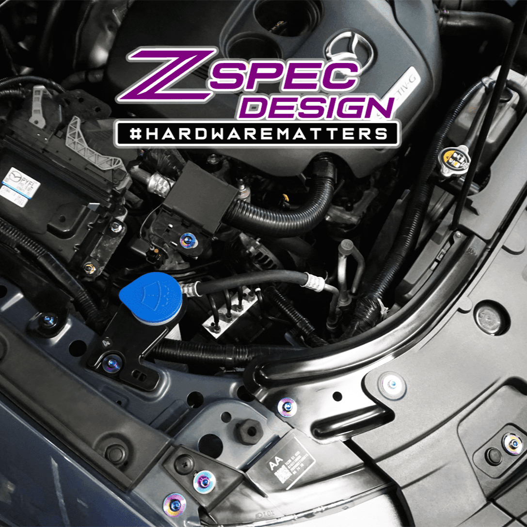 ZSPEC "Stage 1" Dress Up Bolts® Fastener Kit for '16-23 Mazda CX-9, Titanium - ZSPEC Design LLC - Hardware Fasteners - cx-9, Fastener Kit, mazda, stage 1 - zspecdesign.com