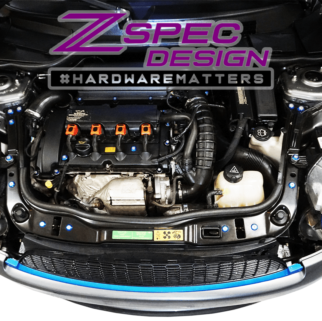 ZSPEC Stage 3 Dress Up Bolts® Fastener Kit for '07-14 Mini Clubman R55 by ZSPEC Design dress up bolts washers beauty bolts socket cap red blue black purple gold gunmetal grey white green peach  Engine Bay Upgrade Performance