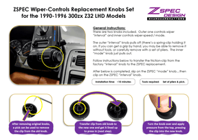 ZSPEC LHD Wiper Control Knobs for '90+ Nissan 300zx Z32, Mode & Interval Knobs Interior Reproduction OEM Replacement Plastic