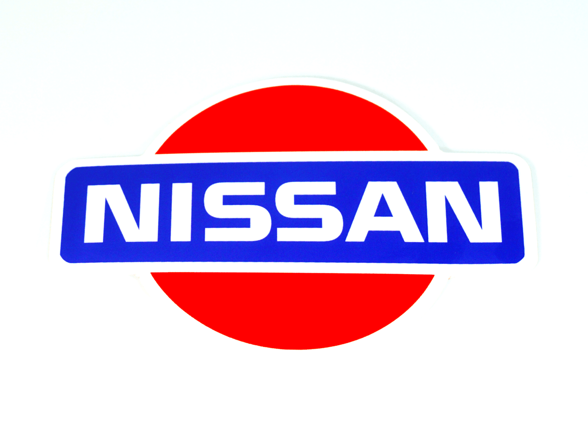 White Vinyl Nissan-style Sticker Decal, 4" x 2.8" Nissan NISMO 350z 370z 300zx 240sx frontier titan sentra versa