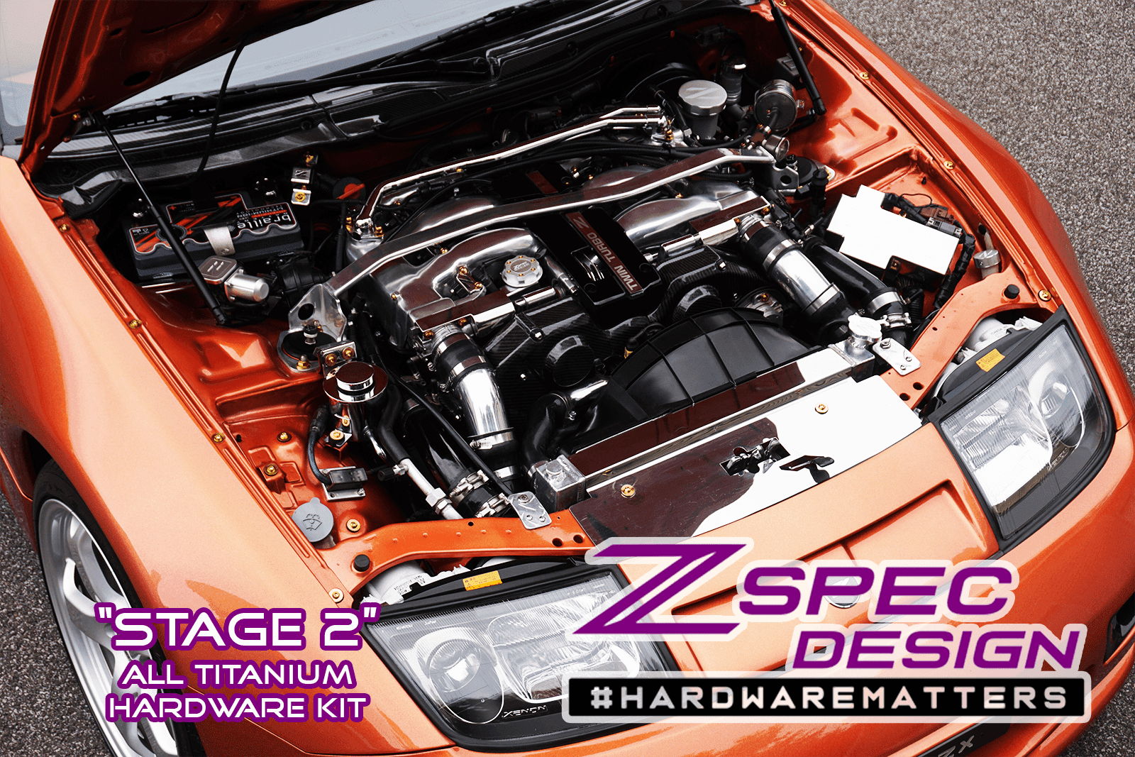 "Stage 2" Titanium Dress-Up Bolts(TM) Kit for Nissan 300zx Z32 by ZSPEC Grade5 GR5 Burned Black Red Blue Silver Gold Purple NISMO
