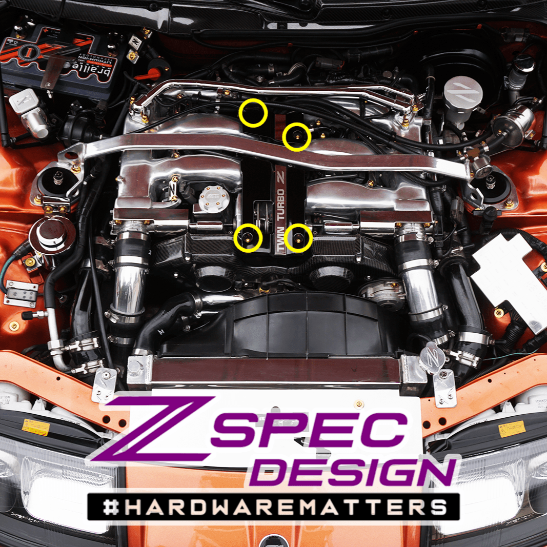 ZSPEC Throttle Cable Cover Fasteners for '90-96 Nissan 300zx Z32, Titanium - ZSPEC Design LLC - Hardware Fasteners - 300zx, nissan, stainless, throttle, Washer Color, z32 - zspecdesign.com