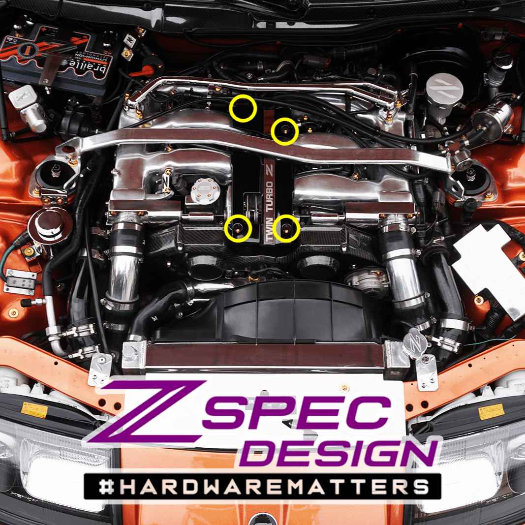 ZSPEC Throttle Cable Cover Fasteners for '90-96 Nissan 300zx Z32, Titanium & Billet - ZSPEC Design LLC - Hardware Fasteners - 300zx, Fastener Kit, nissan, throttle, titanium, z32 - zspecdesign.com