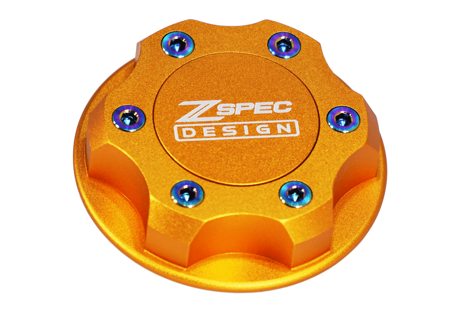 ZSPEC Billet Oil Filler Cap - Orange Gold w/ Titanium Accents, Engine Bay Dress Up Nissan Datsun Z ZX 300zx 350z 370z Frontier RZ34 Titan VQ35/37/38/40 VR30/38 RB20/26/26/30 VK56 VG30 & Datsun L-Series L24/26/28