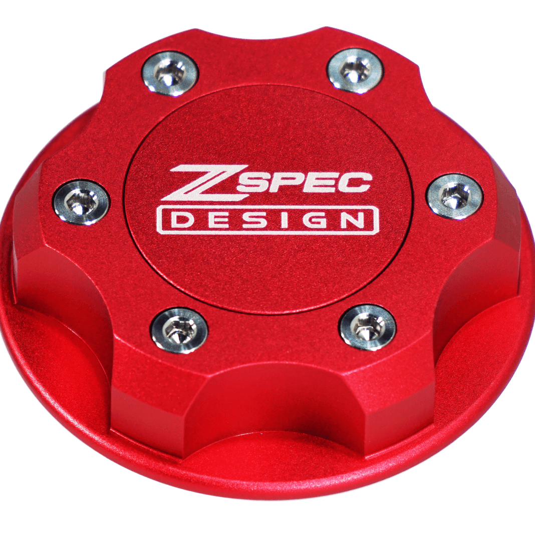ZSPEC Billet Oil Filler Cap for Nissan/Infiniti/Datsun, Red Cap w/ Titanium Accents - ZSPEC Design LLC - Hardware Fasteners - 2023, 240sx, 240z, 260z, 280z, 280zx, 300z, 300zx, 350z, 370z, 380RS, 400z, accessory, bob sharp, cap, d40, d41, DE & HR, DE & REVUP, FairladyZ, frontier, g35, g37, GT-R, GTR, hakosuka, j30, nismo, nissan, nissanz, nisssan, oil, oil cap, q50, q60, R32, R34, RB20, RB25, RB26, RB30, rogue, RZ34, s30, titan, VQ, vq37, VR, vr30ddtt, z, z31, z32, z33, z34, z34 s2, z34s2 - zspecdesign.com