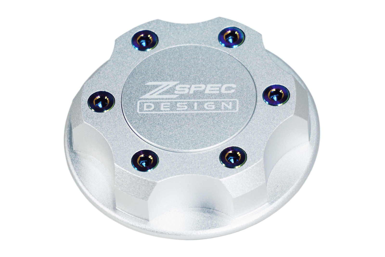ZSPEC Billet Oil Filler Cap - Silver w/ Titanium Accents, Engine Bay Dress Up Nissan Datsun Z ZX 300zx 350z 370z Frontier RZ34 Titan VQ35/37/38/40 VR30/38 RB20/26/26/30 VK56 VG30 & Datsun L-Series L24/26/28