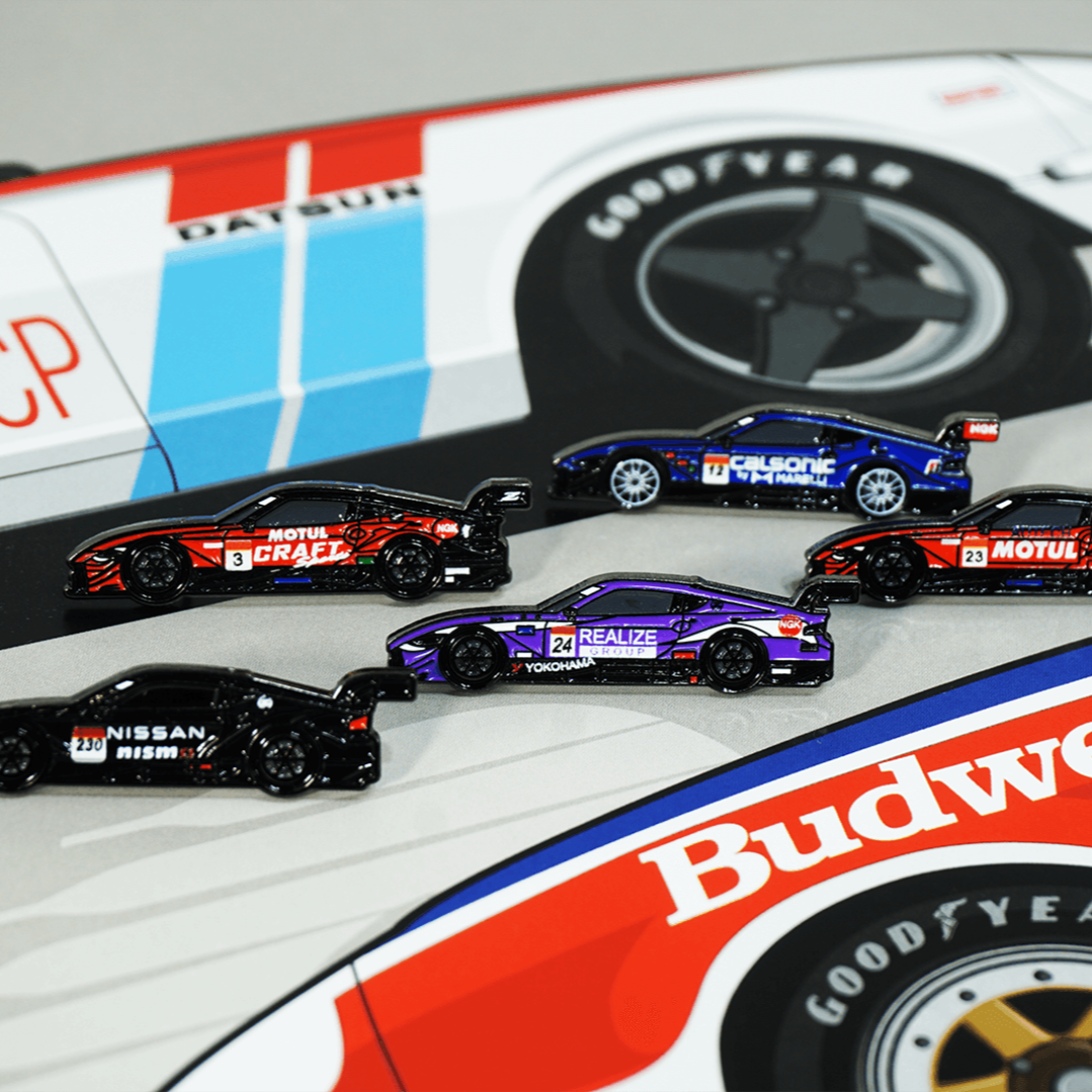 2022 SuperGT Season Nissan Z (RZ34) Race-Car Collection - Five Pin Set - ZSPEC Design LLC - Hardware Fasteners - accessory, bob sharp, bsr, lapel, lifestyle, nissan, nissan pin, pin, race car pin, RZ34, Z - zspecdesign.com