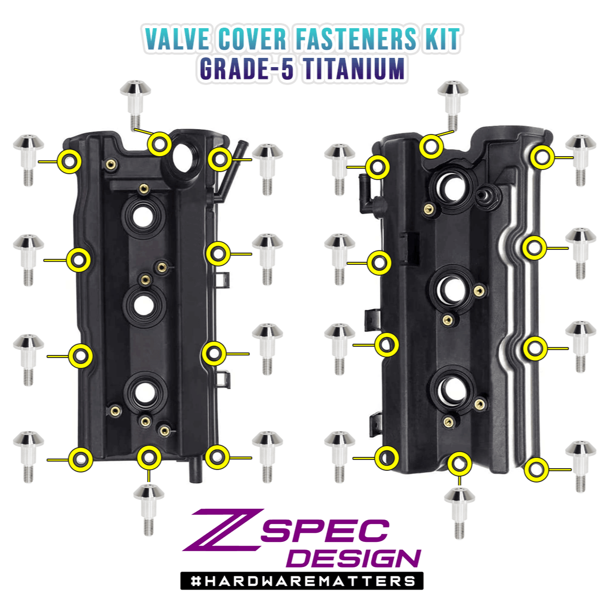 ZSPEC Titanium Valve Cover Bolts for Nissan 350z/G35, VQ35DE / VQ35HR - ZSPEC Design LLC - Hardware Fasteners - 350z, armada, Fastener Kit, g35, nissan, shoulder-bolt, timing cover - zspecdesign.com