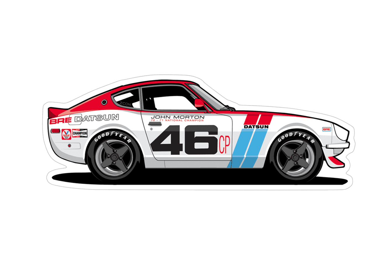 Datsun Sports Car Vinyl Decal / Sticker, #46 Race Car Style
