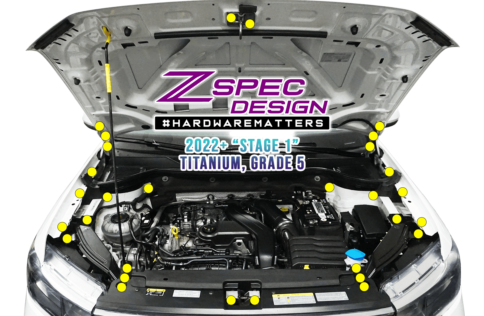 ZSPEC "Stage 1" Dress Up Bolts® Fastener Kit for '22+ VW Taos, Stainless & Billet - ZSPEC Design LLC - Hardware Fasteners - Fastener Kit, stage 1, taos, volkswagen, vw - zspecdesign.com